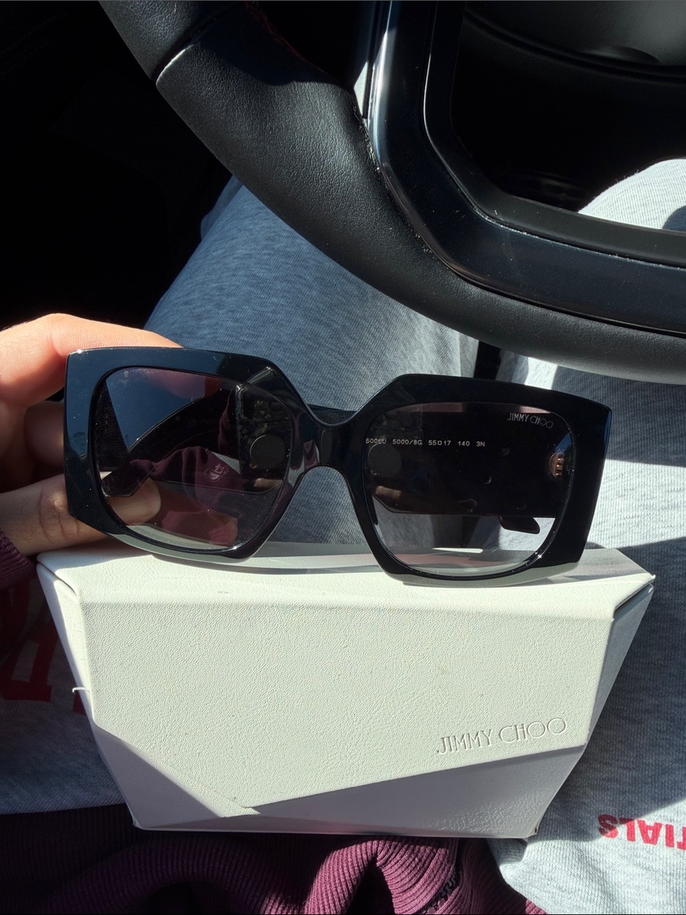 Jimmy Choo Black Oversized Square Frame Sunglasses